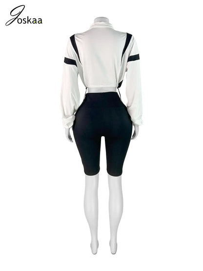 Wholesale Women's Zip Color Block Two Piece Set Black – Detail View