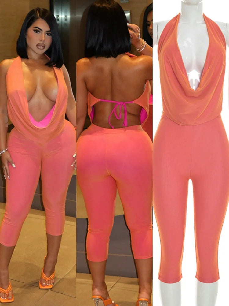 Women's Backless Halter High Waist Two Piece Set - Additional View 8