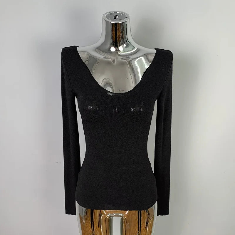 Wholesale Women's Mesh Long Sleeve Bodycon Top