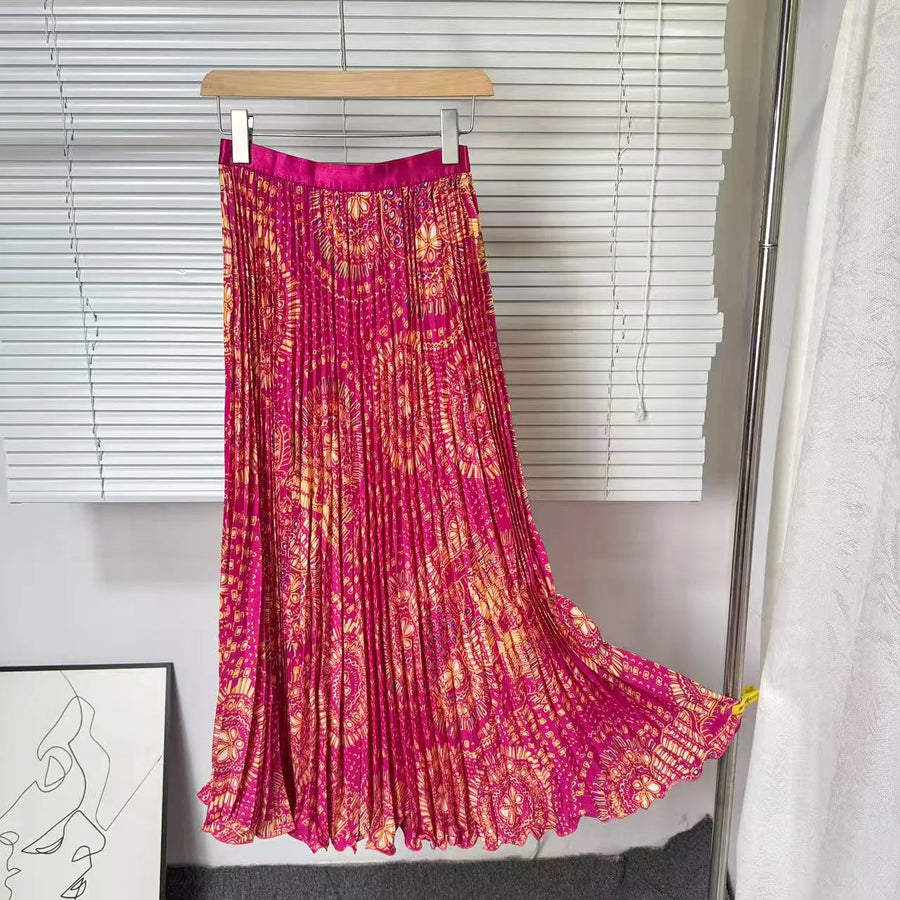 Joskaa Floral Print Pleated High Waist Flare Skirt - skirt image 12