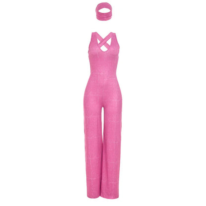 Women's Ruched Backless V-neck Sleeveless Romper - Additional View 7