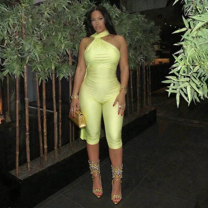 Women's Backless Halter Sleeveless Romper