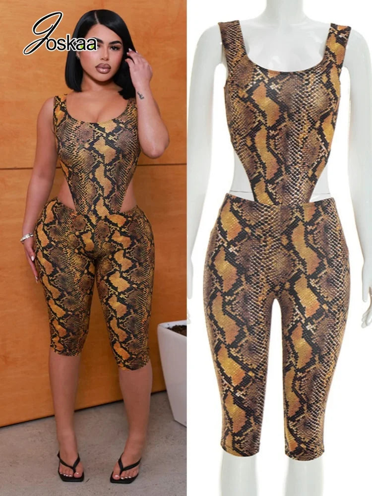 Women's Snake Print Sleeveless Two Piece Set – Women's Fashion Wholesale – Front View