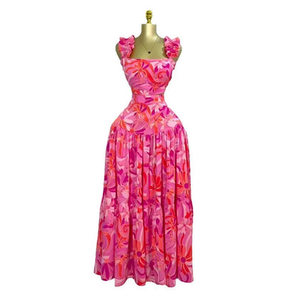 Women's Floral Print Crop High Waist Two Piece Set