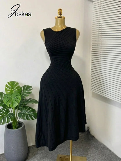 Women's Ribbed Knit Sleeveless Bodycon Dress - Detail View