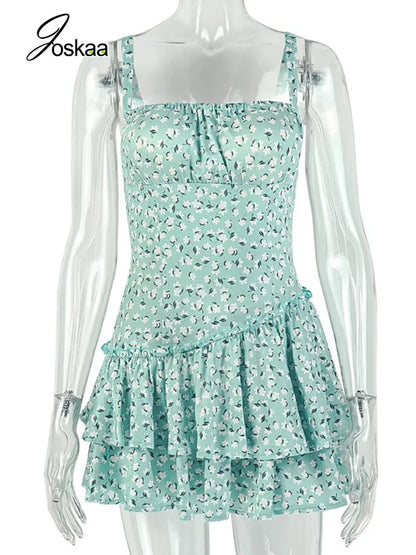 Women's Floral Print Sleeveless Bodycon Mini Dress - Back View