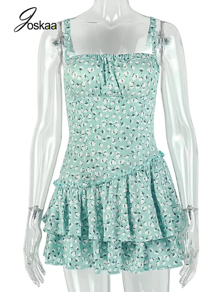 Women's Floral Print Sleeveless Bodycon Mini Dress - Back View