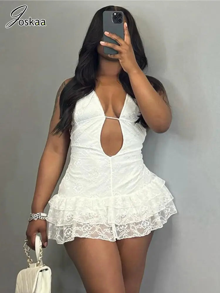 Women's Lace Backless Halter Bodycon Mini Dress – Women's Fashion Wholesale – Front View