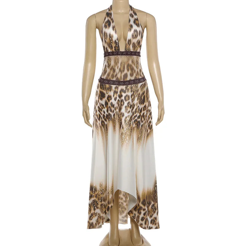 Joskaa Leopard Print Backless Halter Sleeveless Dress - dress image 5