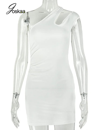Women's Backless Sleeveless Bodycon Mini Dress White – Back View