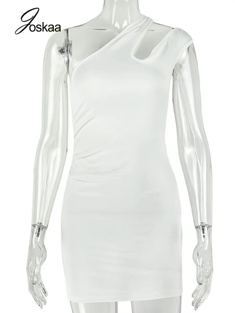 Women's Backless Sleeveless Bodycon Mini Dress White – Back View