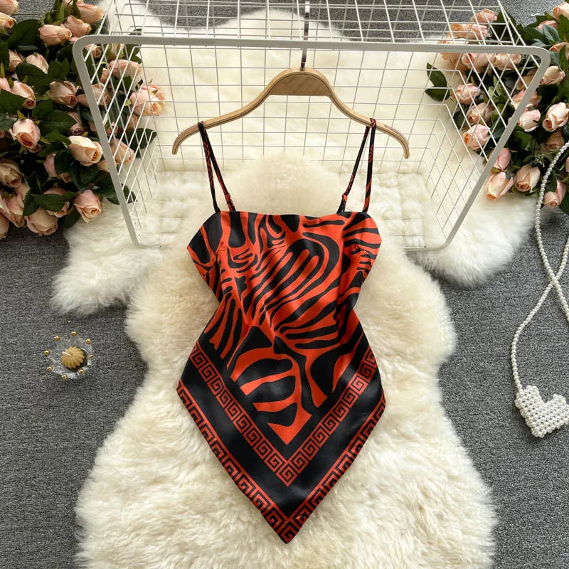 Wholesale Women's Backless Irregular Print Dress