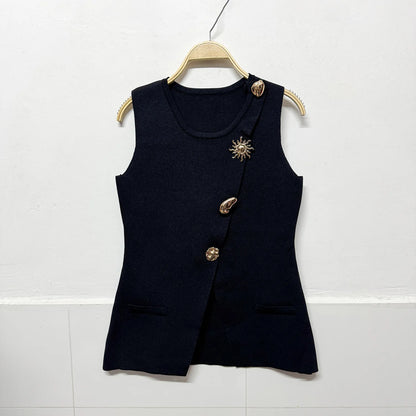 Women's Knit Sleeveless Bodycon Ribbed Jacket