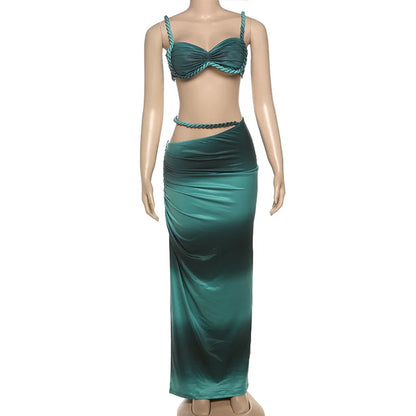 Wholesale Women's Cutout Crop Maxi Two Piece Set