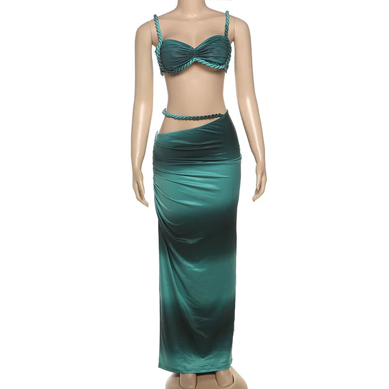 Wholesale Women's Cutout Crop Maxi Two Piece Set