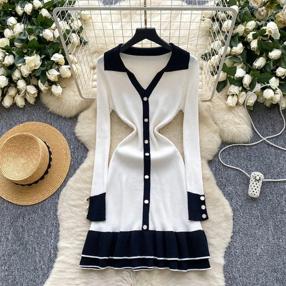 Wholesale Women's Knit Long Sleeve Ribbed Dress