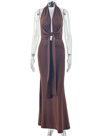 Joskaa Ruched Backless Halter Bodycon Dress - bodycon dress image 5