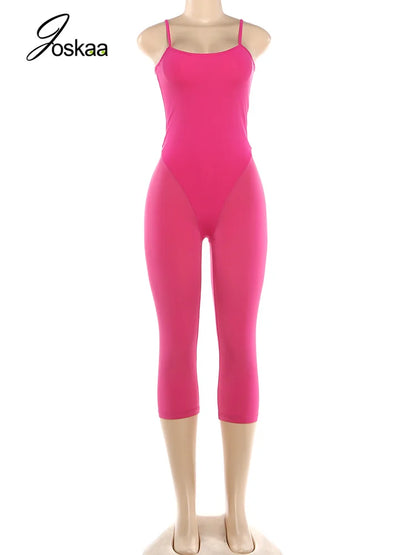 Wholesale Women's Backless Crop Bodycon Romper Rose Red – Back View