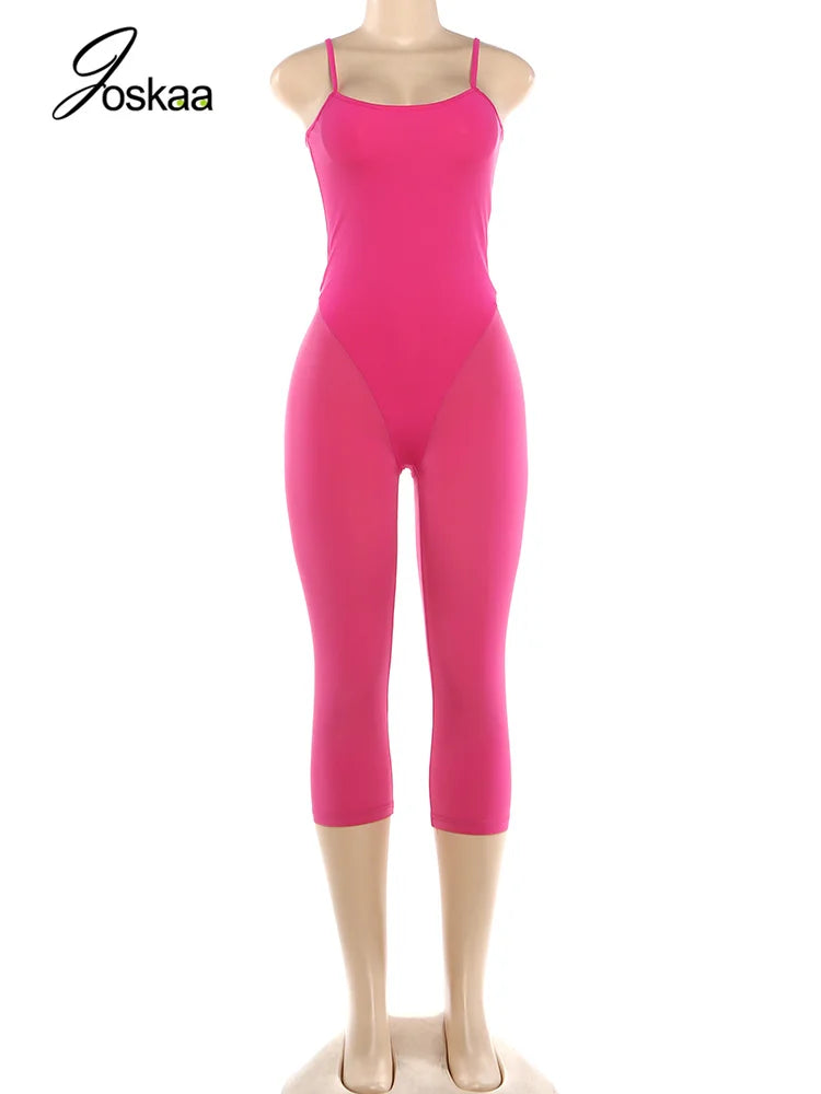 Wholesale Women's Backless Crop Bodycon Romper Rose Red – Back View