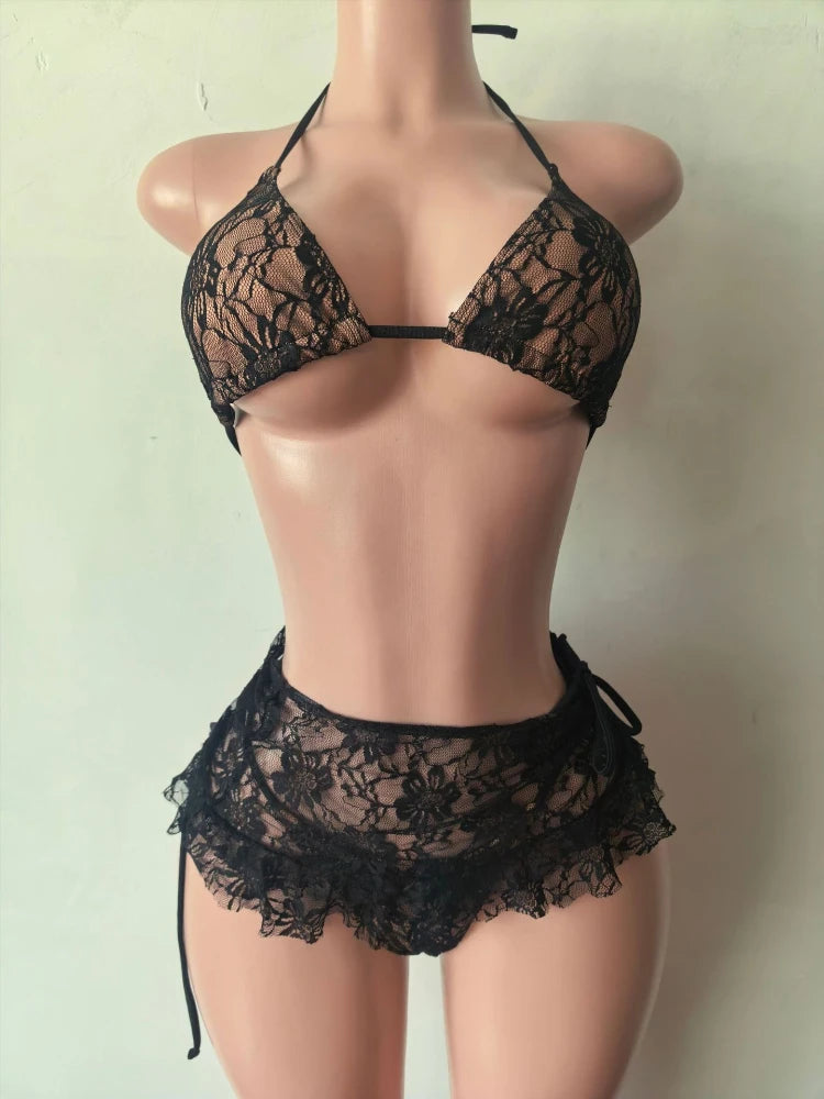 Women's Lace Swimwear Bikini Triangle Tie - Additional View 9