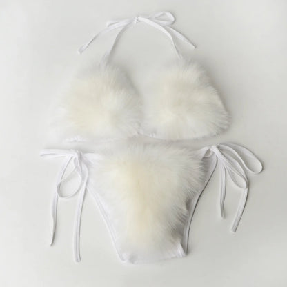 Wholesale Women's Swimwear Faux Fur Bikini Set