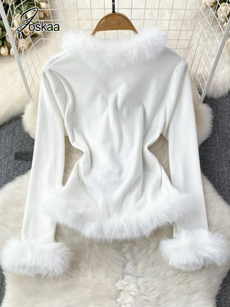 Women's Knit Bodycon Flare Ribbed Jacket White – Back View