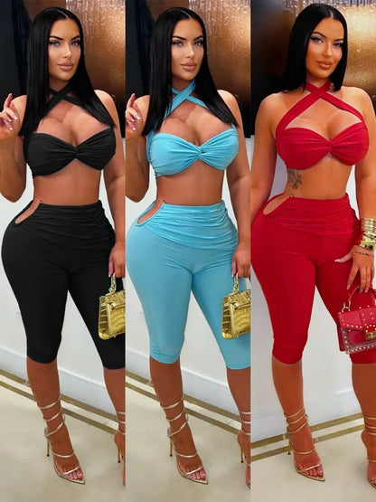 Women's Halter Two Piece Set Criss Cross - Detail View 7