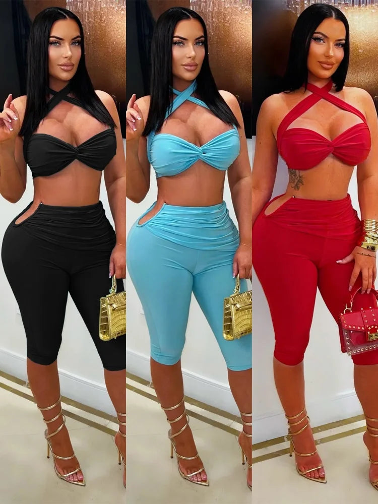 Women's Halter Two Piece Set Criss Cross - Detail View 7