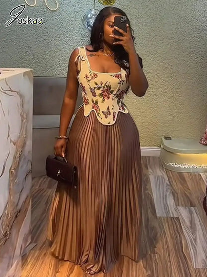 Women's Floral Print High Waist Two Piece Set – Women's Fashion Wholesale – Front View