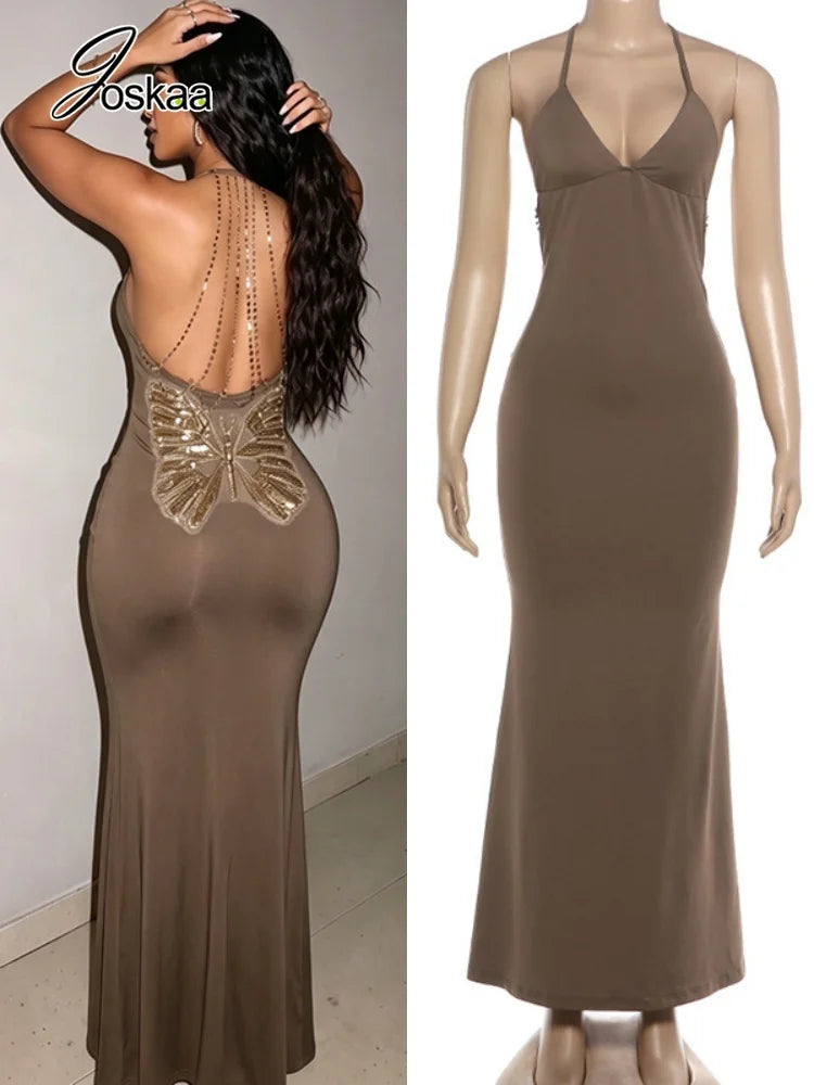 Women's Backless Sleeveless Bodycon Maxi Dress – Women's Fashion Wholesale – Front View