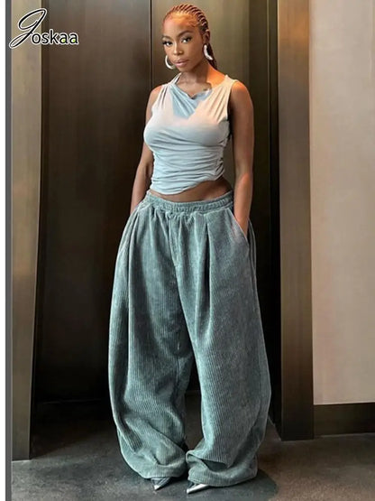 Women's High Waist Flare Wide Leg Solid Pants – Women's Fashion Wholesale – Front View