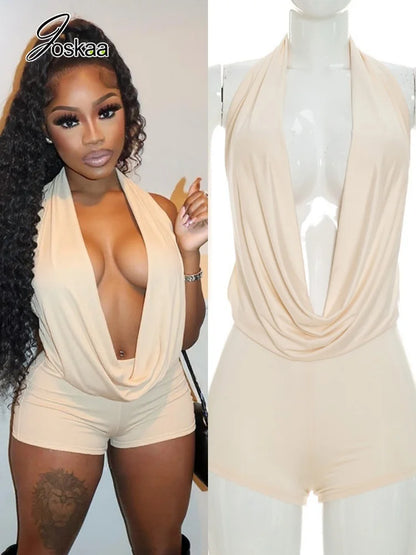 Women's Halter Sleeveless Bodycon Romper – Women's Fashion Wholesale – Front View