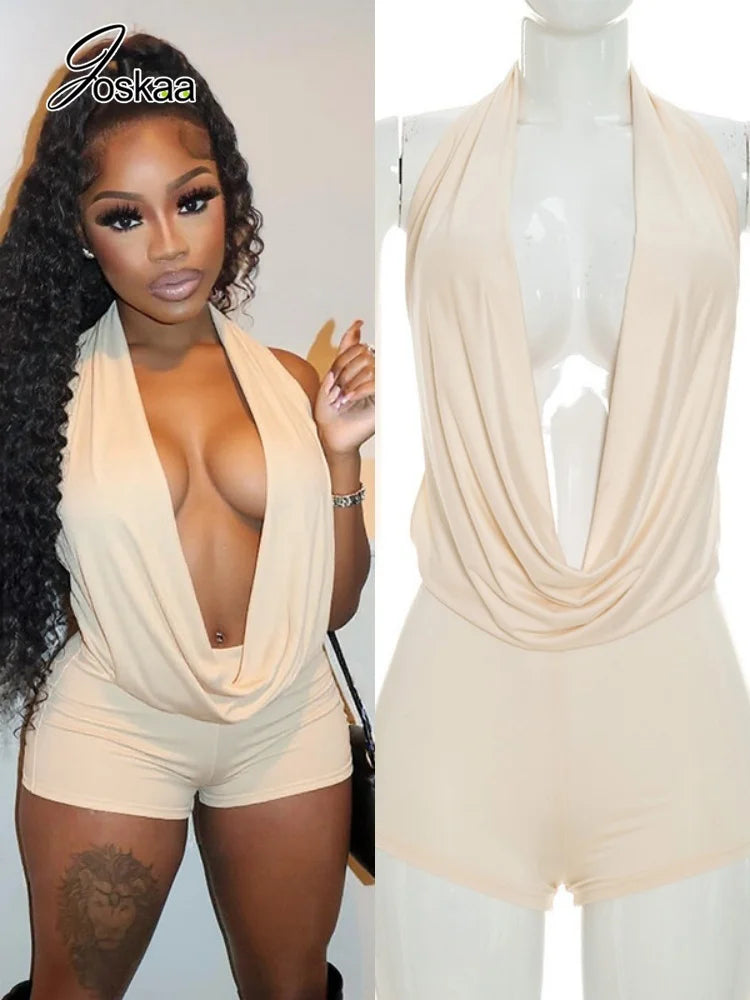 Women's Halter Sleeveless Bodycon Romper – Women's Fashion Wholesale – Front View