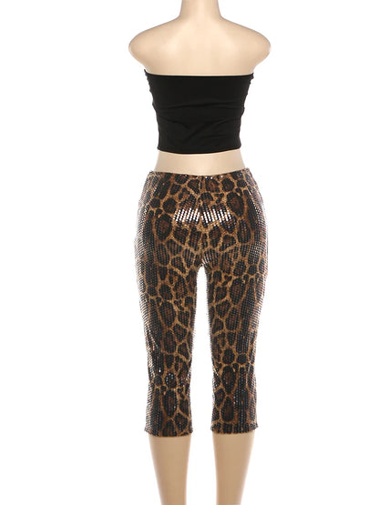 Joskaa Leopard Print Sequin Strapless Two Piece Set - two piece set image 4