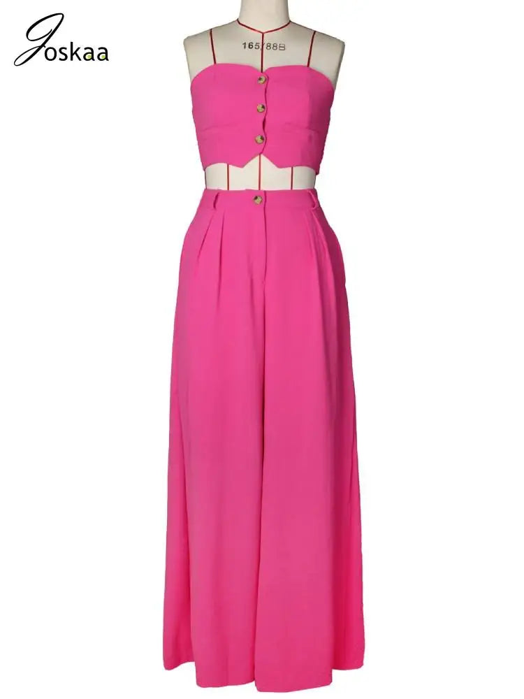 Women's Strapless Flare Wide Leg Two Piece Set Khaki – Detail View