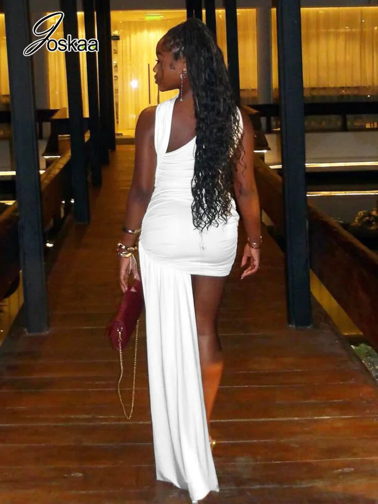 Women's Ruched Sleeveless Bodycon Mini Dress White – Front View