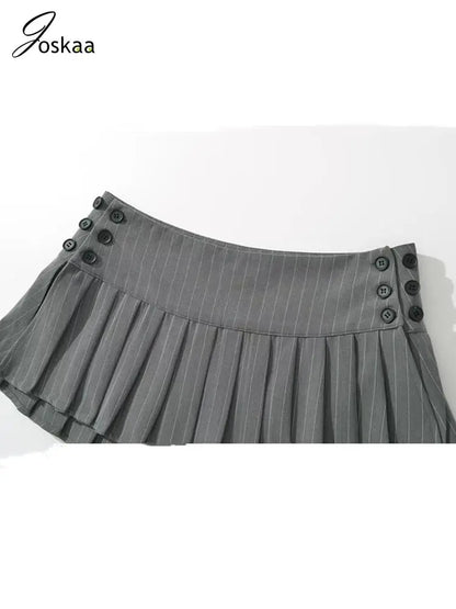 Women's Stripe Mini Pleated Striped Skirt Gray – Side View