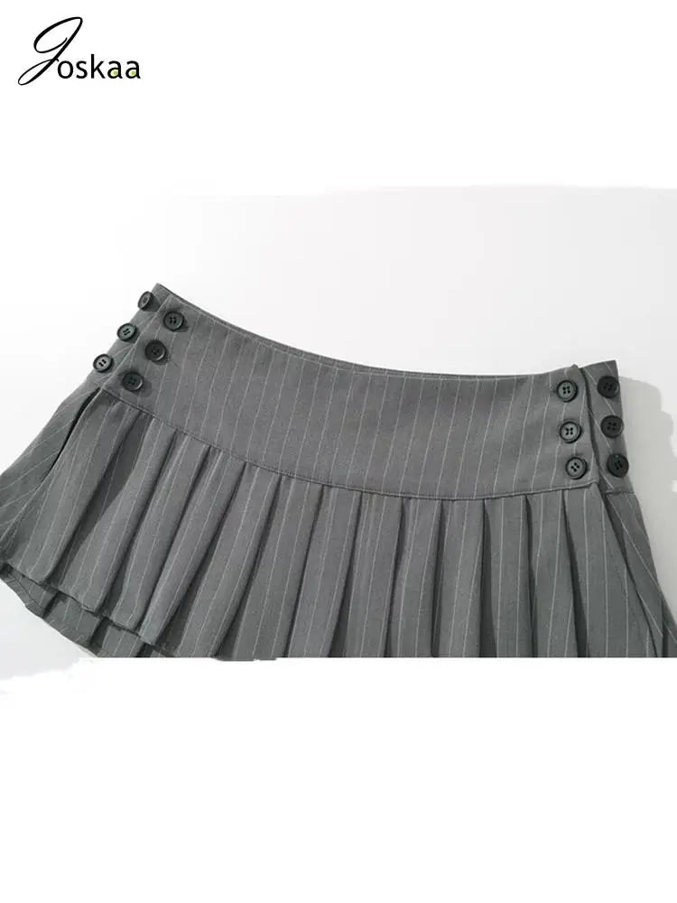 Women's Stripe Mini Pleated Striped Skirt Gray – Side View