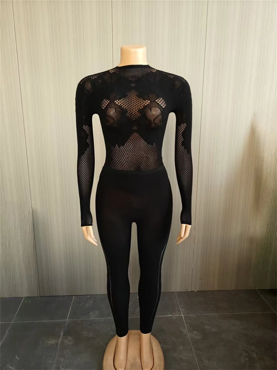 Joskaa Mesh Long Sleeve Crop Two Piece Set - two piece set image 2