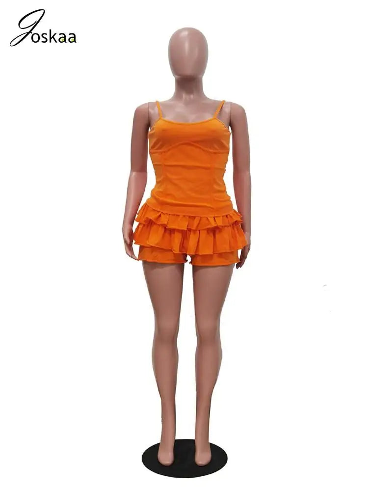 Women's Solid Washed Camisole Two Piece Set Grass Green – Back View
