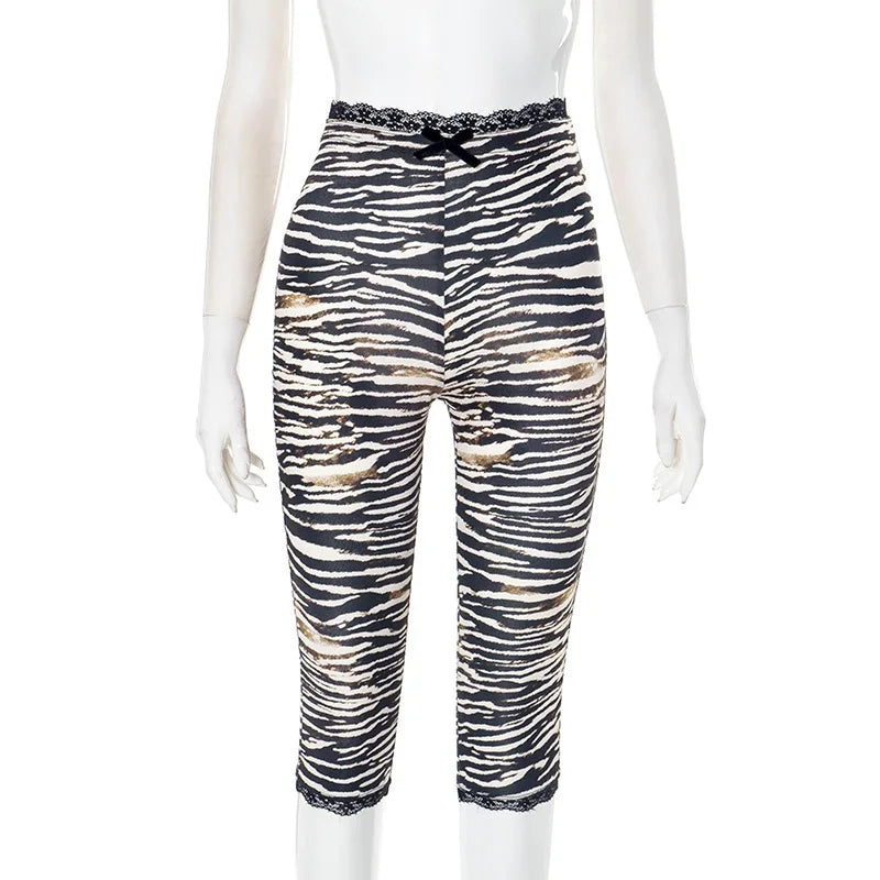 Joskaa Zebra Stripe Mesh Crop Two Piece Set - two piece set image 5