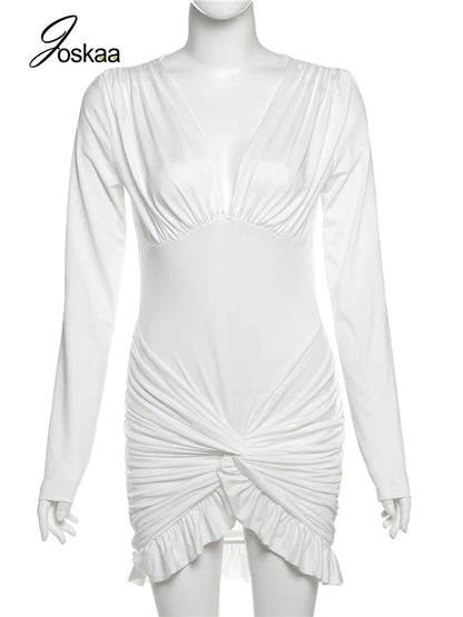 Wholesale Women's Long Sleeve Bodycon Mini Dress White – Back View