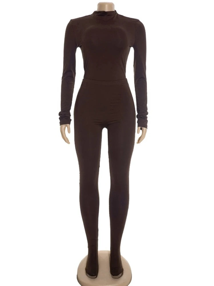 Women's Long Sleeve Bodycon Two Piece Set