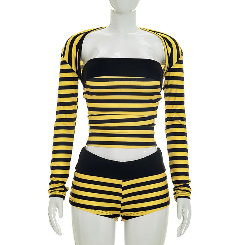 Women's Striped Long Sleeve Two Piece Set - Detail View 8