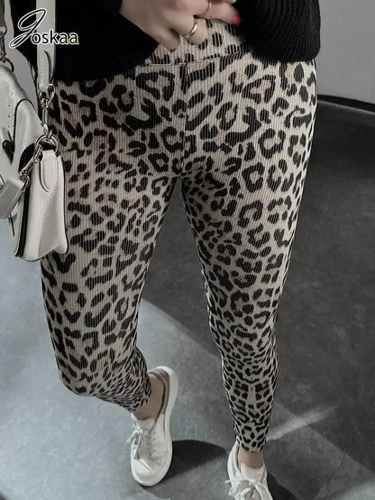 Wholesale Women's Leopard Print High Waist Pants Leopard Print – Side View
