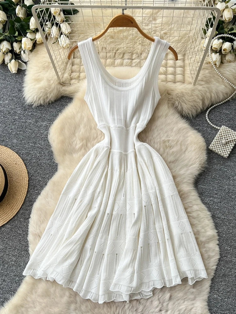 Women's Knit Cutout Sleeveless Ribbed Dress