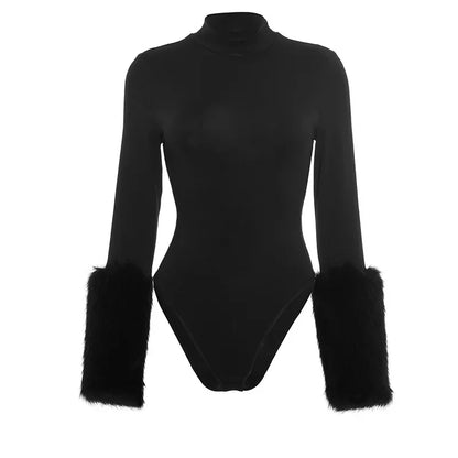 Women's Long Sleeve Bodycon Two Piece Set Black – Detail View