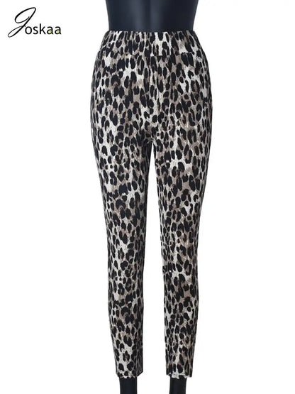 Wholesale Women's Leopard Print High Waist Pants Leopard Print – Back View
