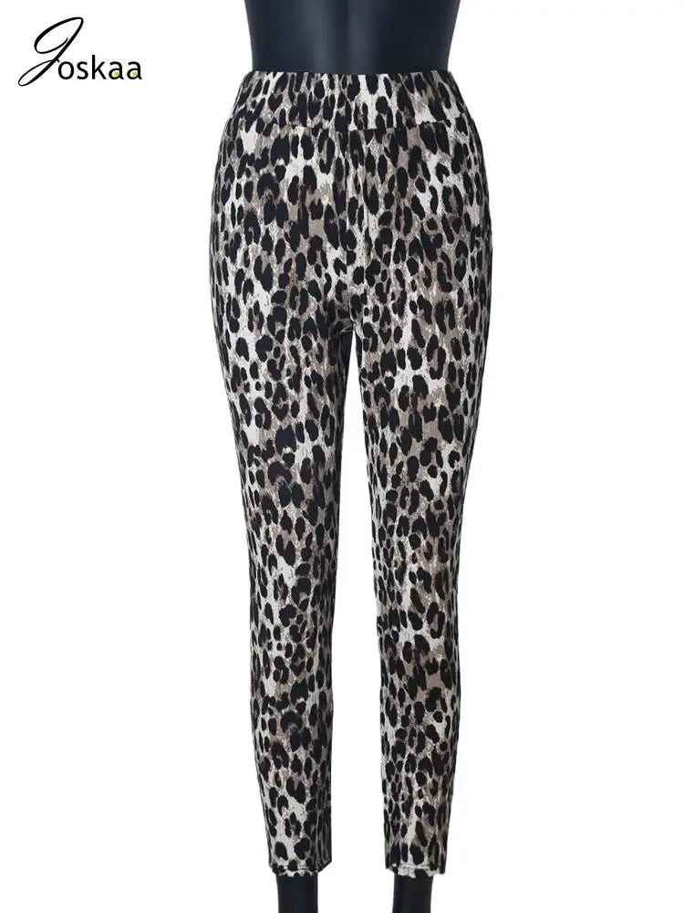 Wholesale Women's Leopard Print High Waist Pants Leopard Print – Back View