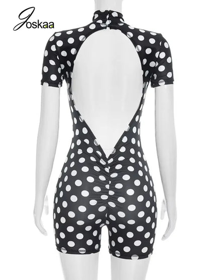 Women's Ruched Backless Bodycon Romper - Detail View